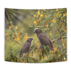 New Zealand Kaka Bird Tapestry Kowhai Flower Landscape Style