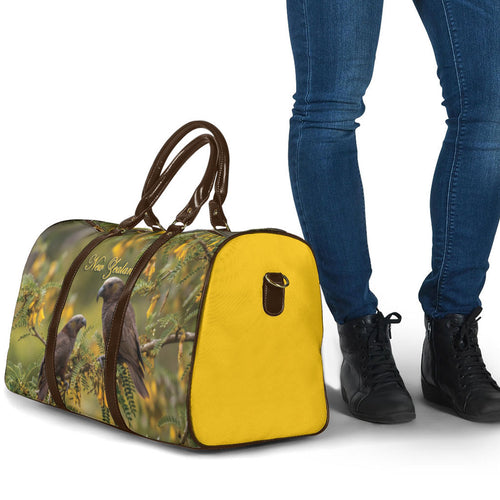 New Zealand Kaka Bird Travel Bag Kowhai Flower Landscape Style