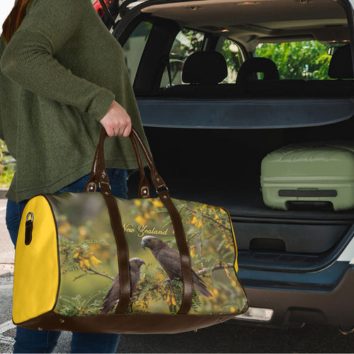 New Zealand Kaka Bird Travel Bag Kowhai Flower Landscape Style