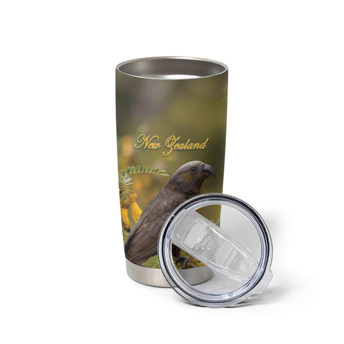 New Zealand Kaka Bird Tumbler Cup Kowhai Flower Landscape Style