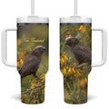 New Zealand Kaka Bird Tumbler With Handle Kowhai Flower Landscape Style