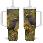New Zealand Kaka Bird Tumbler With Handle Kowhai Flower Landscape Style