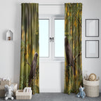 New Zealand Kaka Bird Window Curtain Kowhai Flower Landscape Style