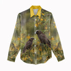 New Zealand Kaka Bird Women Casual Shirt Kowhai Flower Landscape Style
