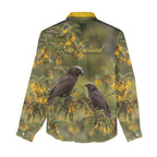New Zealand Kaka Bird Women Casual Shirt Kowhai Flower Landscape Style