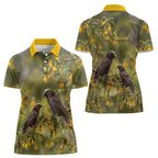 New Zealand Kaka Bird Women Polo Shirt Kowhai Flower Landscape Style