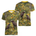 New Zealand Kaka Bird Women V-Neck T-Shirt Kowhai Flower Landscape Style