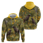 New Zealand Kaka Bird Zip Hoodie Kowhai Flower Landscape Style