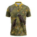 New Zealand Kaka Bird Zipper Polo Shirt Kowhai Flower Landscape Style