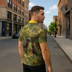 New Zealand Kaka Bird Zipper Polo Shirt Kowhai Flower Landscape Style