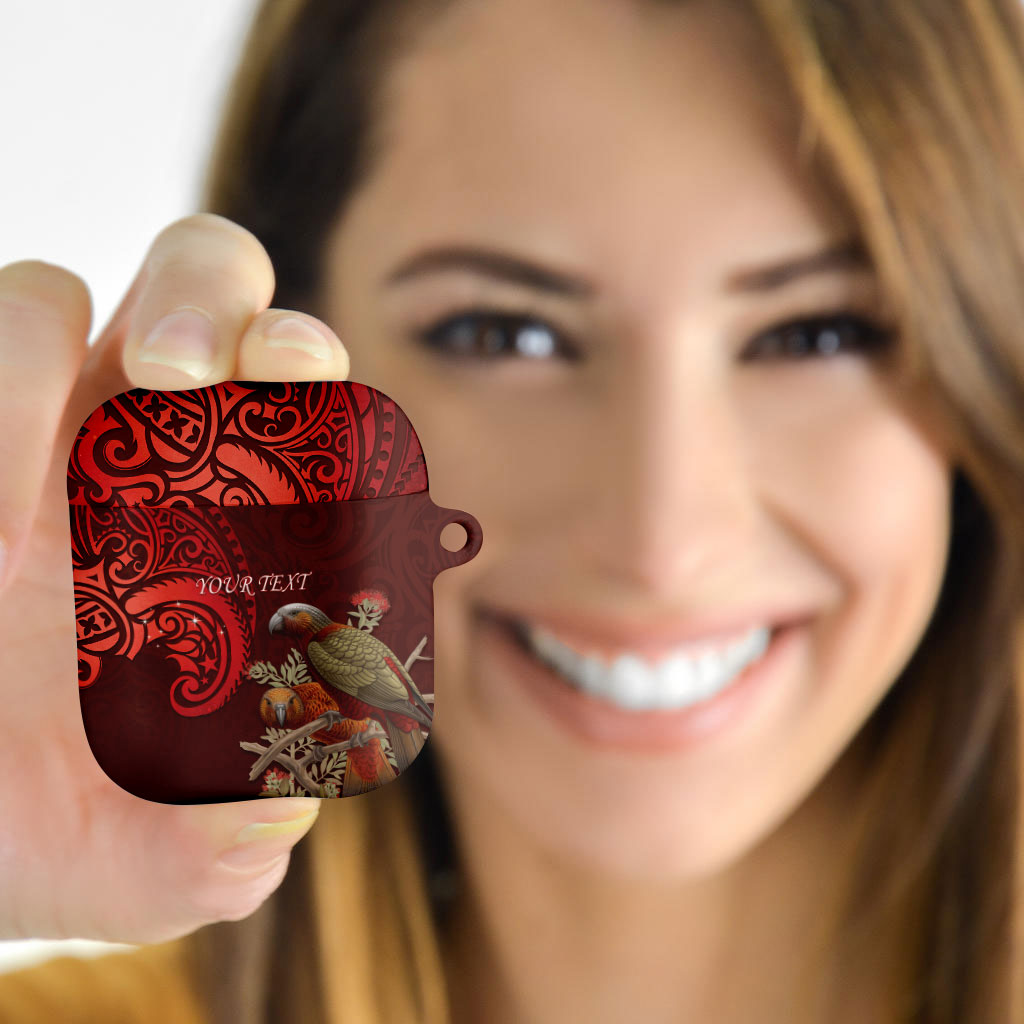 New Zealand Kaka Bird Personalised AirPods Case Pohutukawa Matariki Maori Pattern