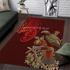 New Zealand Kaka Bird Personalised Area Rug Pohutukawa Matariki Maori Pattern