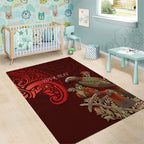 New Zealand Kaka Bird Personalised Area Rug Pohutukawa Matariki Maori Pattern