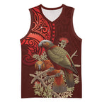 New Zealand Kaka Bird Personalised Basketball Jersey Pohutukawa Matariki Maori Pattern