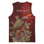 New Zealand Kaka Bird Personalised Basketball Jersey Pohutukawa Matariki Maori Pattern