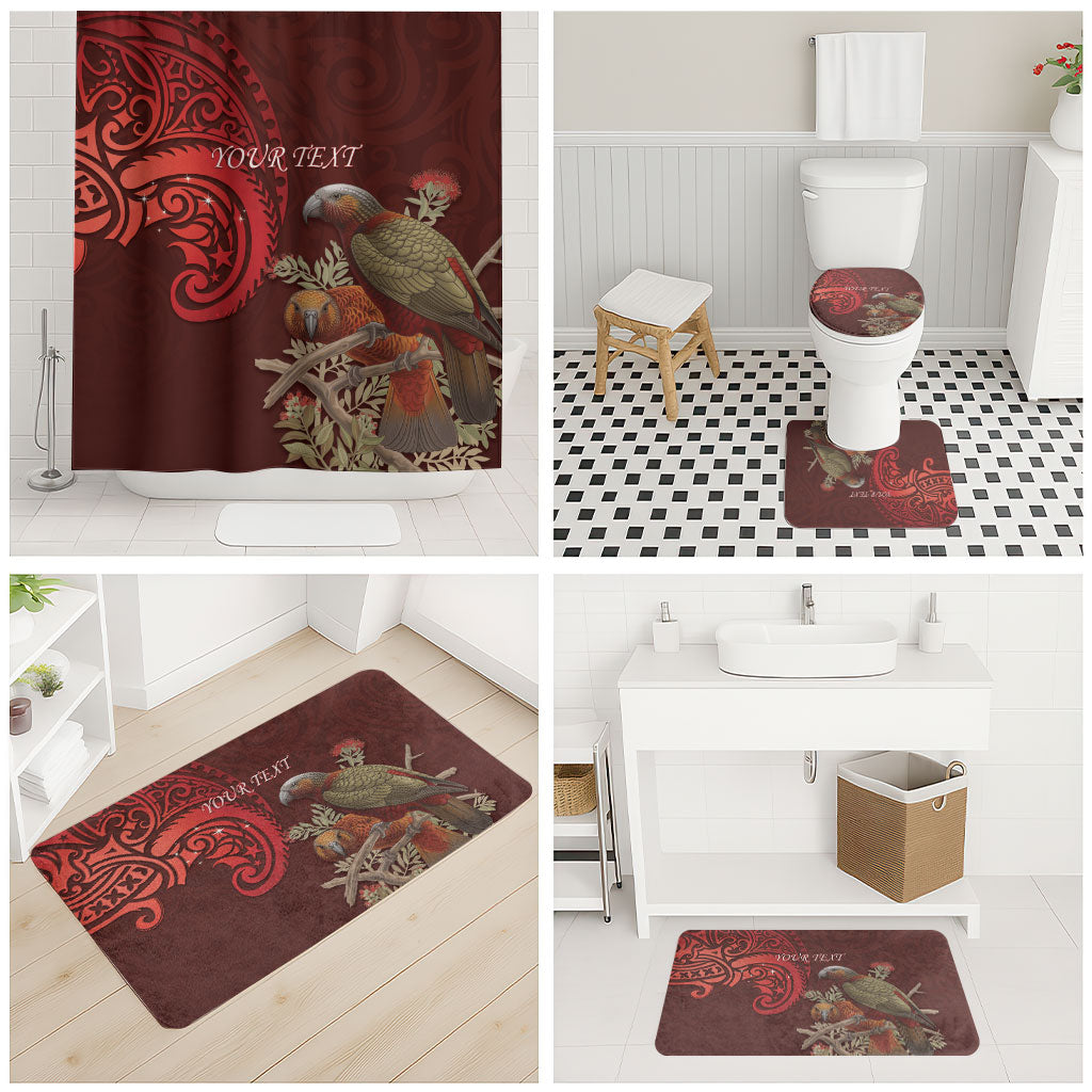 New Zealand Kaka Bird Personalised Bathroom Set Pohutukawa Matariki Maori Pattern