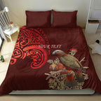New Zealand Kaka Bird Personalised Bedding Set Pohutukawa Matariki Maori Pattern