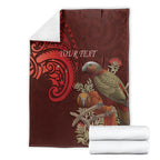 New Zealand Kaka Bird Personalised Blanket Pohutukawa Matariki Maori Pattern