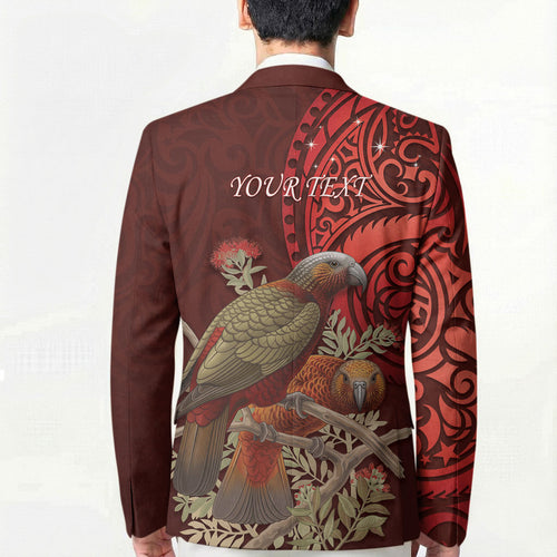 New Zealand Kaka Bird Personalised Blazer Pohutukawa Matariki Maori Pattern