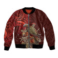 New Zealand Kaka Bird Personalised Bomber Jacket Pohutukawa Matariki Maori Pattern