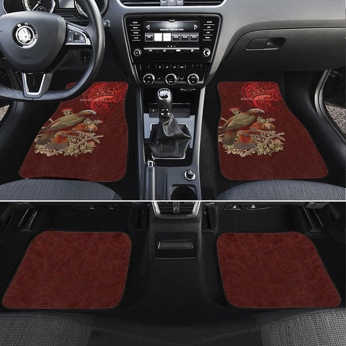New Zealand Kaka Bird Personalised Car Mats Pohutukawa Matariki Maori Pattern