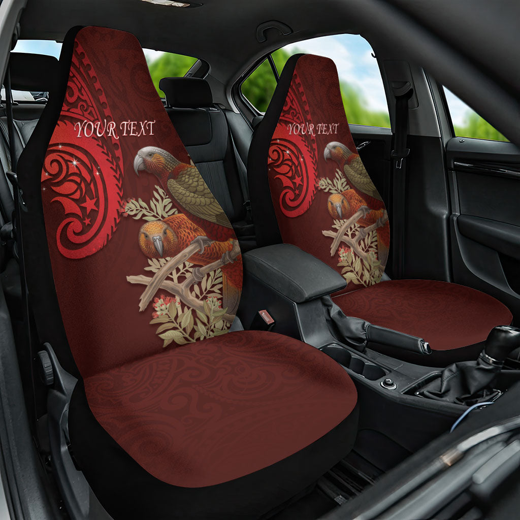 New Zealand Kaka Bird Personalised Car Seat Cover Pohutukawa Matariki Maori Pattern