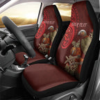 New Zealand Kaka Bird Personalised Car Seat Cover Pohutukawa Matariki Maori Pattern