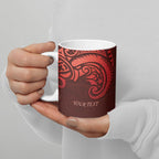 New Zealand Kaka Bird Personalised Ceramic Mug Pohutukawa Matariki Maori Pattern