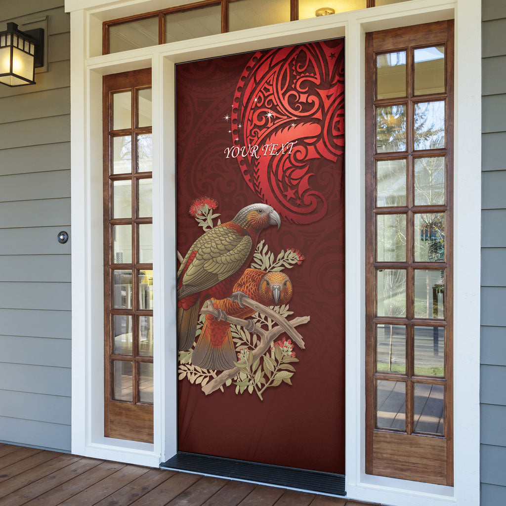New Zealand Kaka Bird Personalised Door Cover Pohutukawa Matariki Maori Pattern