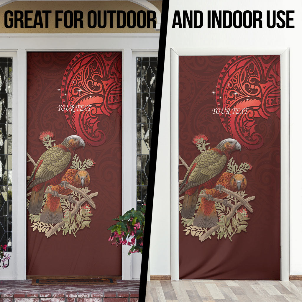 New Zealand Kaka Bird Personalised Door Cover Pohutukawa Matariki Maori Pattern