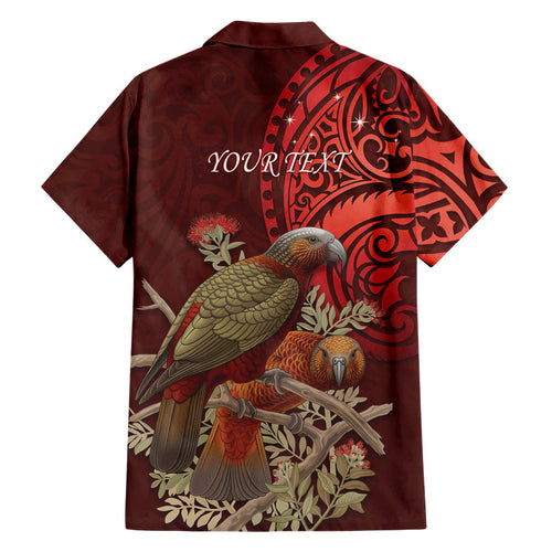New Zealand Kaka Bird Personalised Family Matching Off The Shoulder Long Sleeve Dress and Hawaiian Shirt Pohutukawa Matariki Maori Pattern
