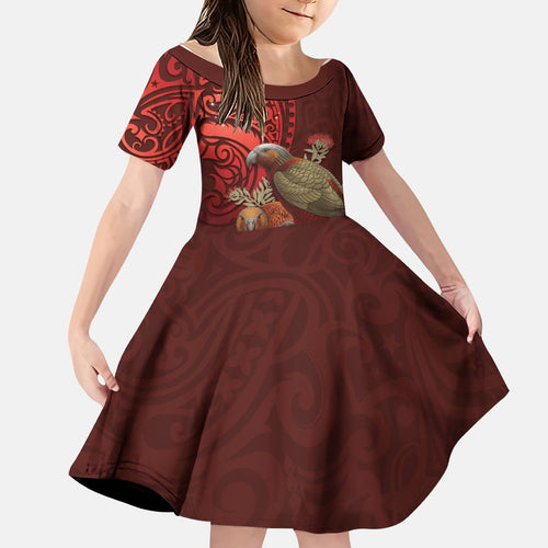 New Zealand Kaka Bird Personalised Family Matching Puletasi and Hawaiian Shirt Pohutukawa Matariki Maori Pattern