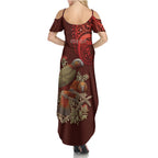 New Zealand Kaka Bird Personalised Family Matching Summer Maxi Dress and Hawaiian Shirt Pohutukawa Matariki Maori Pattern