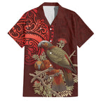 New Zealand Kaka Bird Personalised Family Matching Tank Maxi Dress and Hawaiian Shirt Pohutukawa Matariki Maori Pattern
