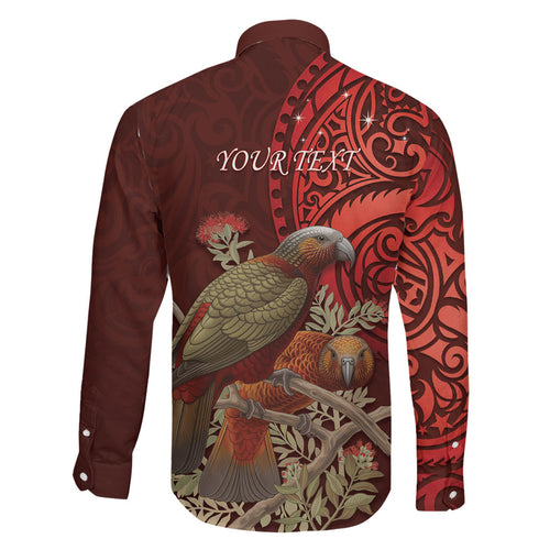 New Zealand Kaka Bird Personalised Family Matching Tank Maxi Dress and Hawaiian Shirt Pohutukawa Matariki Maori Pattern