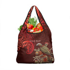 New Zealand Kaka Bird Personalised Grocery Bag Pohutukawa Matariki Maori Pattern