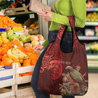 New Zealand Kaka Bird Personalised Grocery Bag Pohutukawa Matariki Maori Pattern