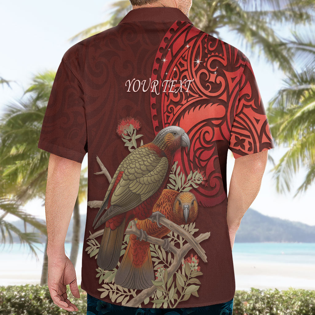 New Zealand Kaka Bird Personalised Hawaiian Shirt Pohutukawa Matariki Maori Pattern