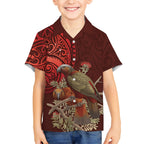 New Zealand Kaka Bird Personalised Hawaiian Shirt Pohutukawa Matariki Maori Pattern