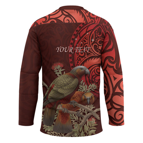 New Zealand Kaka Bird Personalised Hockey Jersey Pohutukawa Matariki Maori Pattern