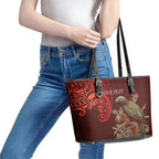 New Zealand Kaka Bird Personalised Leather Tote Bag Pohutukawa Matariki Maori Pattern