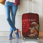 New Zealand Kaka Bird Personalised Luggage Cover Pohutukawa Matariki Maori Pattern