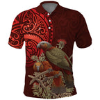 New Zealand Kaka Bird Personalised Polo Shirt Pohutukawa Matariki Maori Pattern