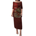 New Zealand Kaka Bird Personalised Puletasi Pohutukawa Matariki Maori Pattern