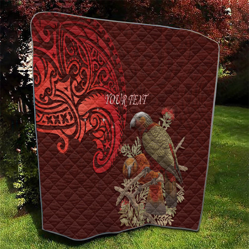 New Zealand Kaka Bird Personalised Quilt Pohutukawa Matariki Maori Pattern
