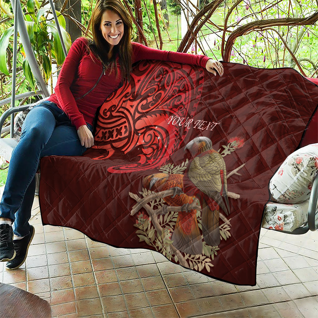 New Zealand Kaka Bird Personalised Quilt Pohutukawa Matariki Maori Pattern
