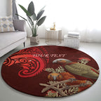 New Zealand Kaka Bird Personalised Round Carpet Pohutukawa Matariki Maori Pattern
