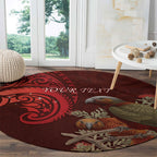 New Zealand Kaka Bird Personalised Round Carpet Pohutukawa Matariki Maori Pattern