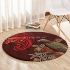 New Zealand Kaka Bird Personalised Round Carpet Pohutukawa Matariki Maori Pattern