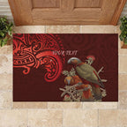 New Zealand Kaka Bird Personalised Rubber Doormat Pohutukawa Matariki Maori Pattern